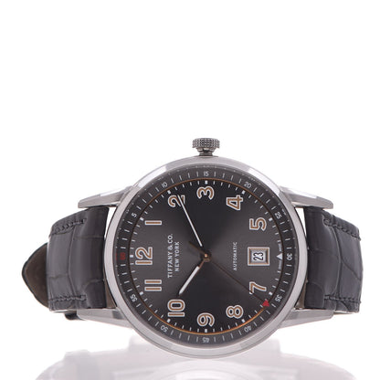 Tiffany Stainless Steel Alligator 40mm CT60 3-Hand Automatic Watch Grey 3 of 12