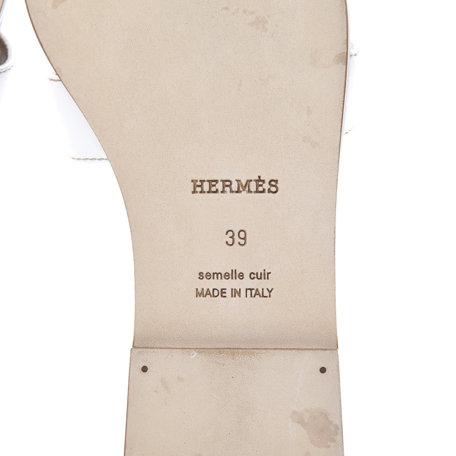 Hermes Box Calfskin Oran Sandals 39 White 6 of 11
