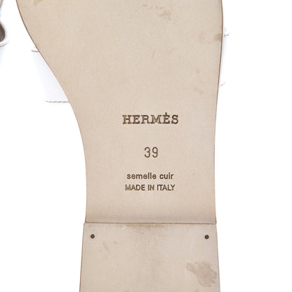 Hermes Box Calfskin Oran Sandals 39 White 6 of 11