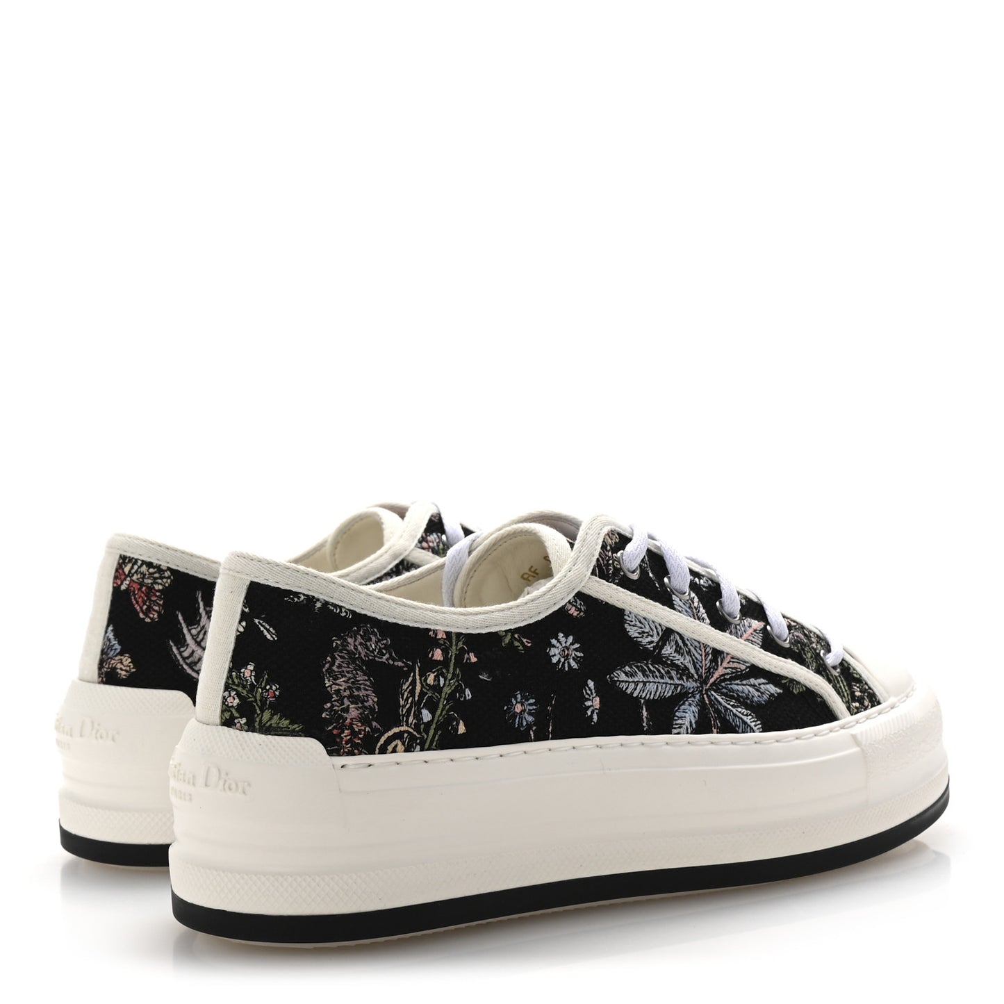 Canvas Jardin Botanique Embroidered Womens Walk'N'Dior Low Top Sneakers 38 Black Multicolor