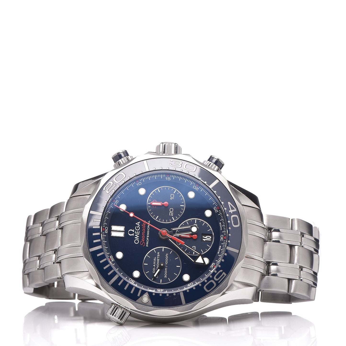 Stainless Steel 44mm Seamaster Chronograph Automatic Watch Blue 212.30.44.50.03.001
