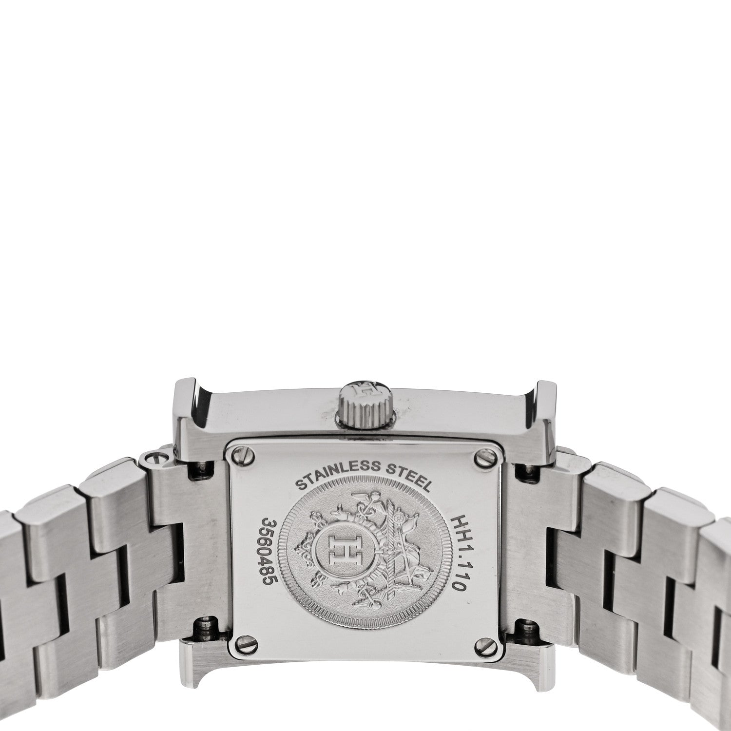Hermes Stainless Steel Diamond Mother of Pearl 17.2mm Heure H Hour Quartz Watch 4 of 5