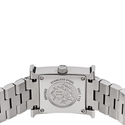 Hermes Stainless Steel Diamond Mother of Pearl 17.2mm Heure H Hour Quartz Watch 4 of 5