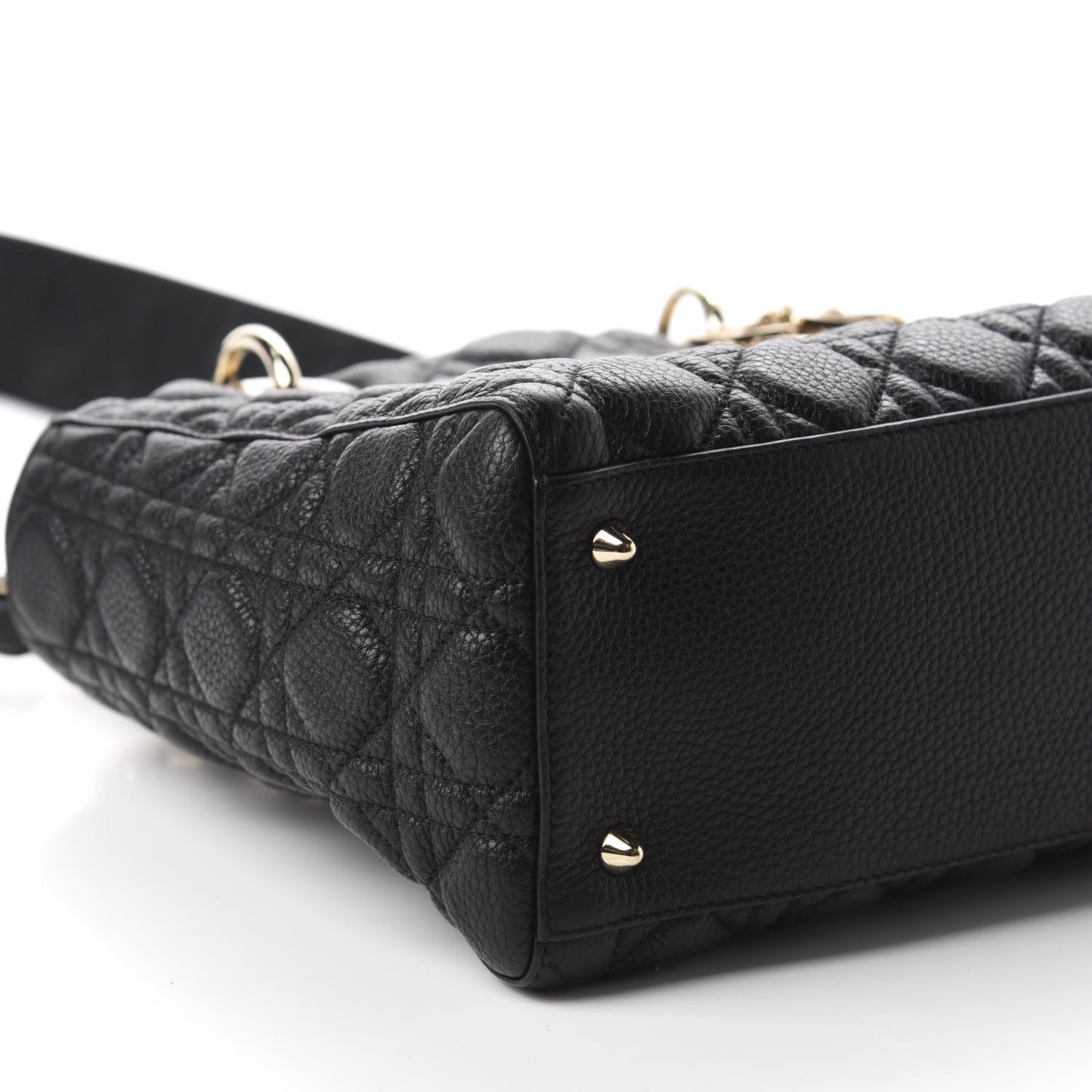 Grained Calfskin Cannage Medium Supple Lady Dior Black