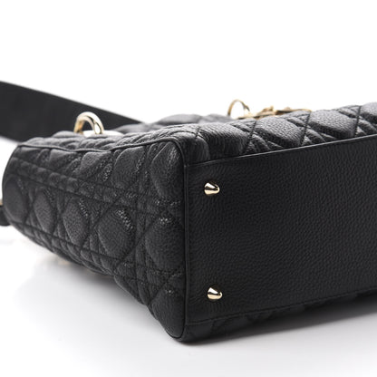 Christian Dior Grained Calfskin Cannage Medium Supple Lady Dior Black 6 of 11