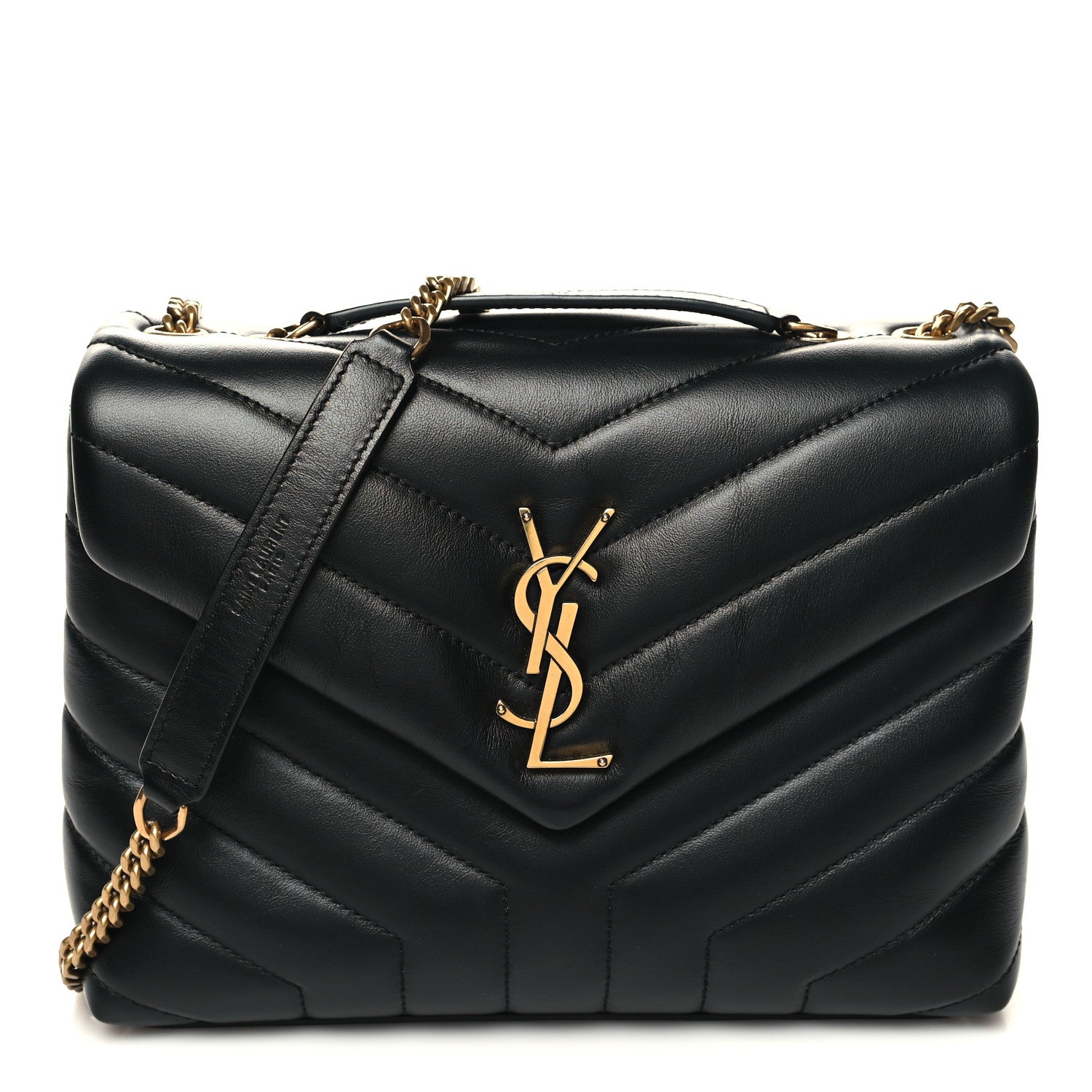 Saint Laurent Calfskin Y Quilted Monogram Small Loulou Chain Satchel Black 1 of 12
