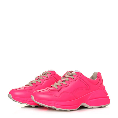 Gucci Calfskin Womens Rhyton Sneakers 36.5 Fluo Fuxia 4 of 14