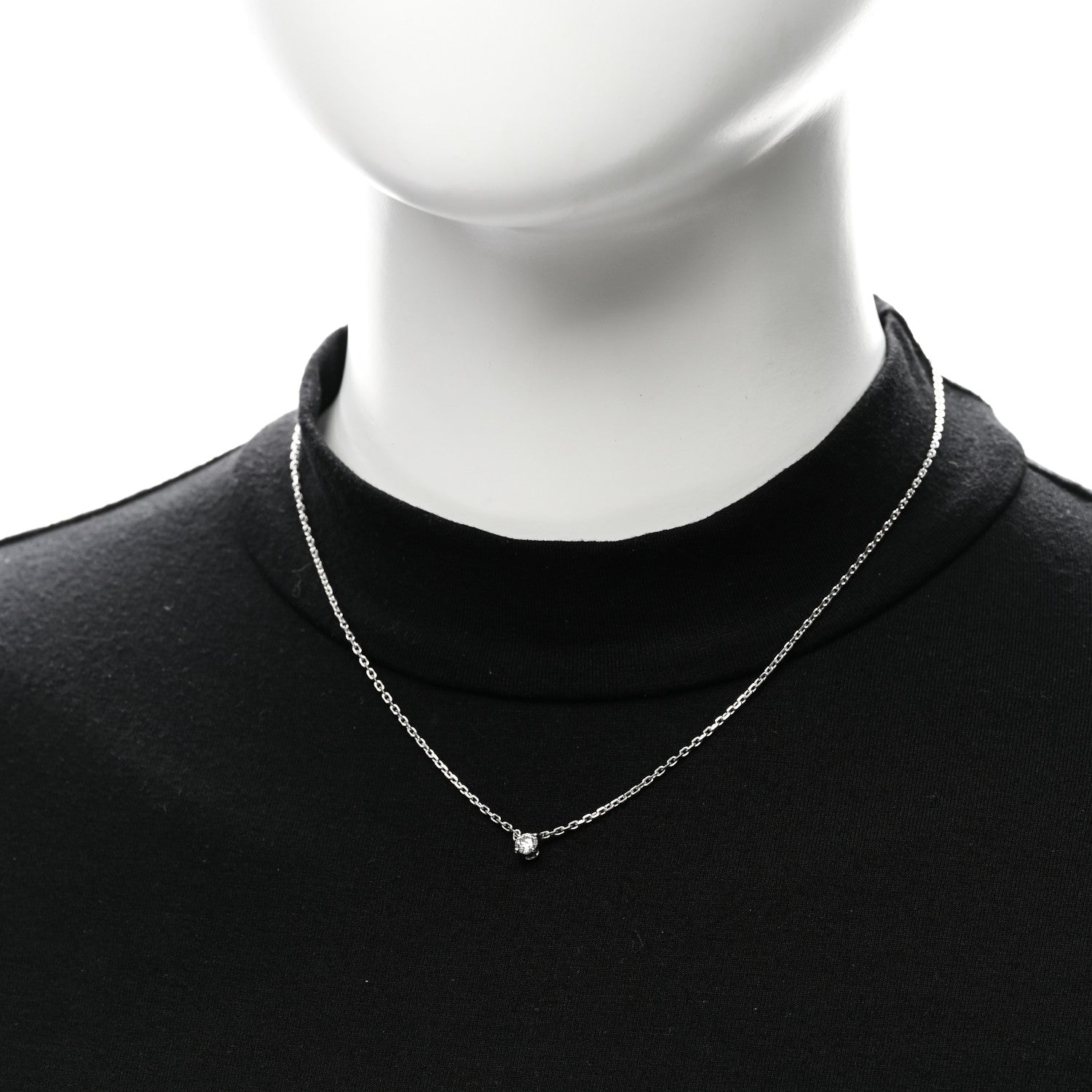 Cartier 18K White Gold Diamond .25ct 1895 Pendant Necklace 2 of 5