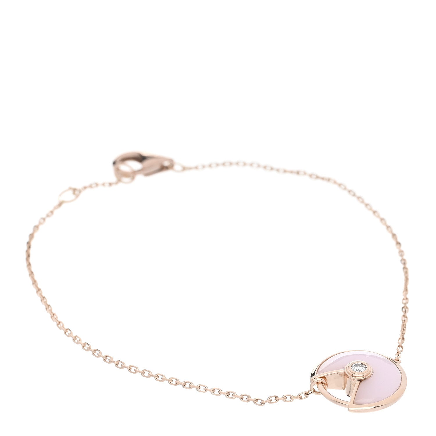 Cartier 18K Pink Gold Diamond Pink Opal Amulette de Cartier Bracelet 1 of 5