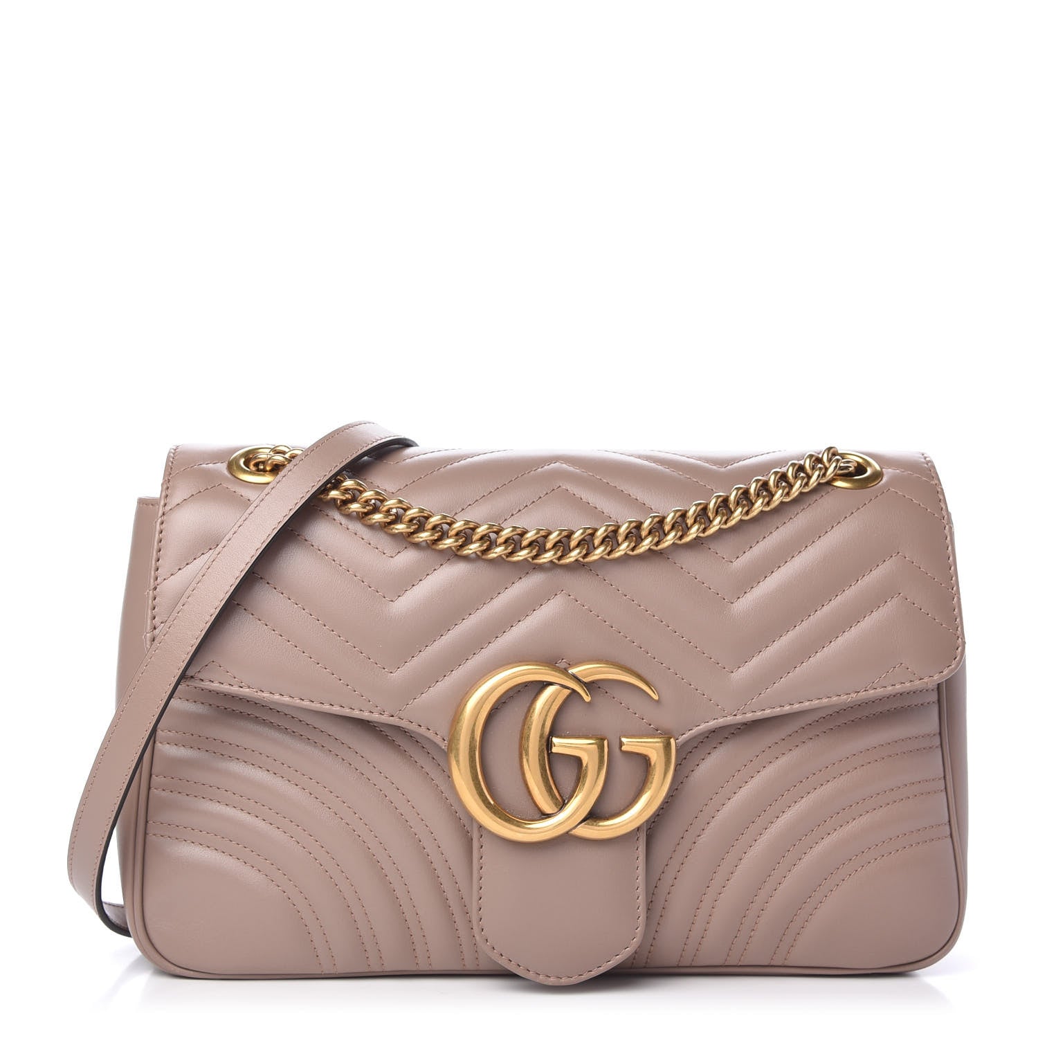 Gucci Calfskin Matelasse Medium GG Marmont Shoulder Bag Porcelain Rose 1 of 10