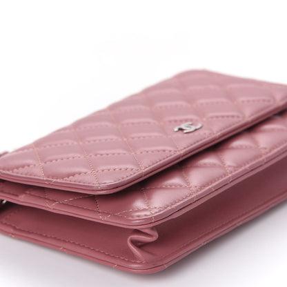 Chanel Lambskin Quilted Wallet On Chain WOC Dark Pink 6 of 12