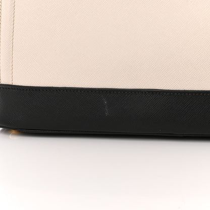 Prada Saffiano Medium Bi-Color Top Handle Tote Black Talco 15 of 15