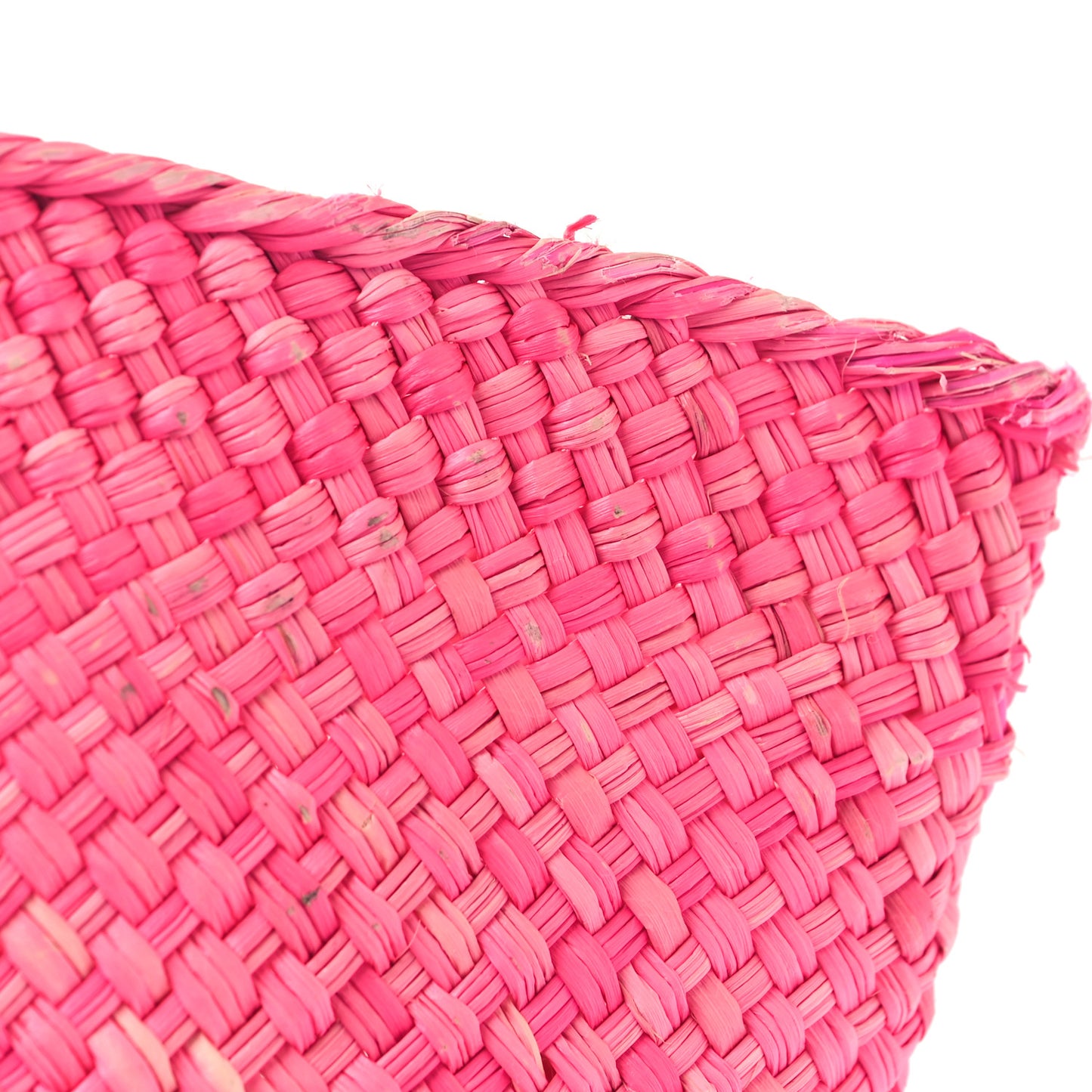 Iraca Palm Calfskin Anagram Basket Bag Fuchsia