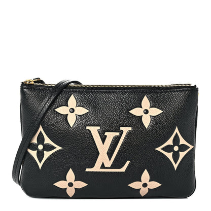 Louis Vuitton Empreinte Monogram Giant Double Zip Pochette Black Cream 1 of 10
