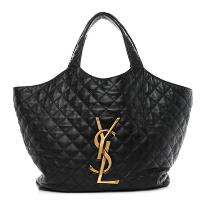 Saint Laurent SAINT LAURENT Lambskin Quilted Maxi Icare Shopping Tote Black 2 of 9