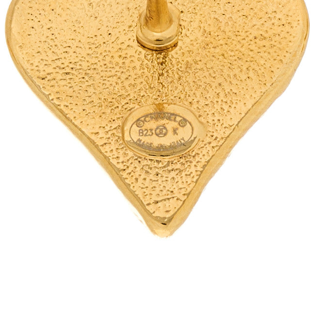Metal Resin CC Heart Earrings Gold Black