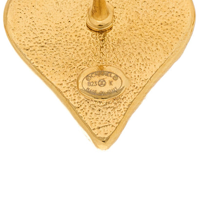 Chanel Metal Resin CC Heart Earrings Gold Black 3 of 5