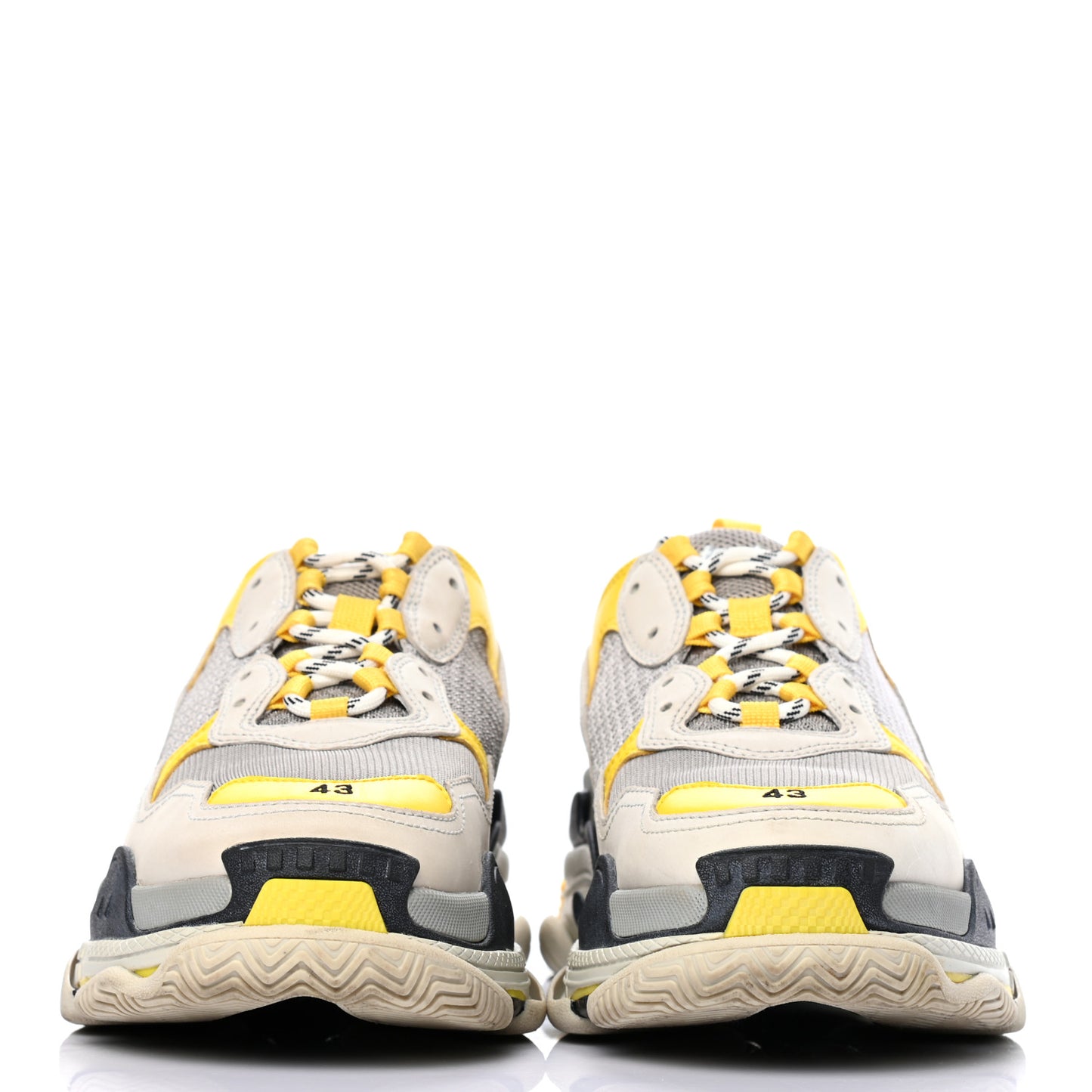 Fabric Mesh Mens Triple S Sneakers 43 Yellow Grey White