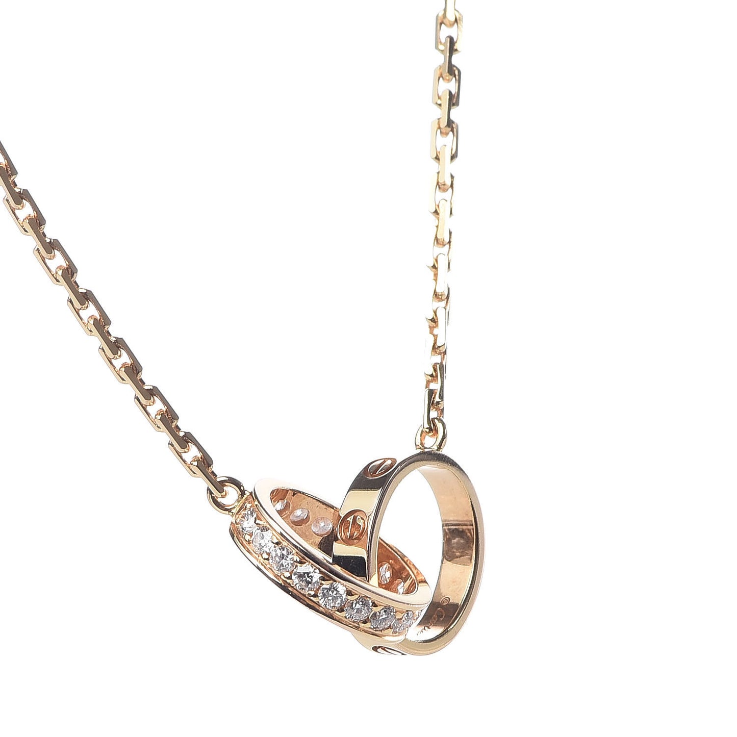 18K Pink Gold Diamond Interlocking LOVE Necklace