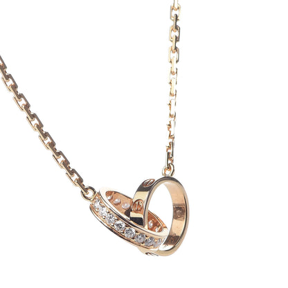 Cartier 18K Pink Gold Diamond Interlocking LOVE Necklace 5 of 6