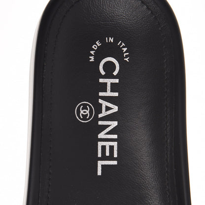 Chanel Tweed Lambskin Chain Flat Sandals 38 Black Multicolor 7 of 8