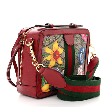 Gucci GG Supreme Monogram Flora Web Small Ophidia Top Handle Shoulder Bag Hibiscus Red 3 of 11