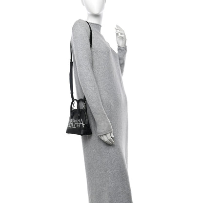 Balenciaga Grained Calfskin Graffiti Print Logo XXS Ville Top Handle Bag Black Silver 2 of 11