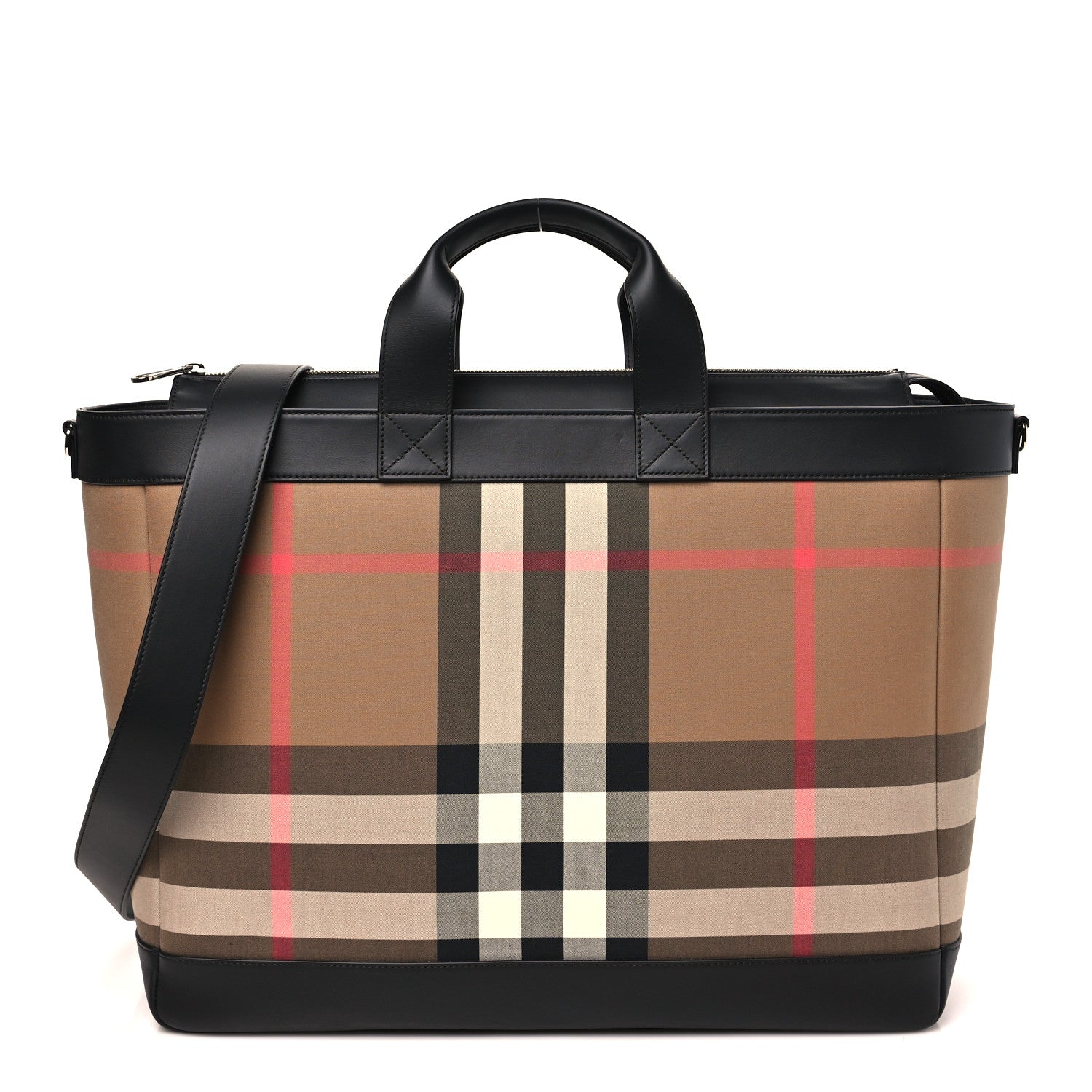 Burberry IP Check Nylon Calfskin Ormond Tote Bag Taupe Brown 1 of 8