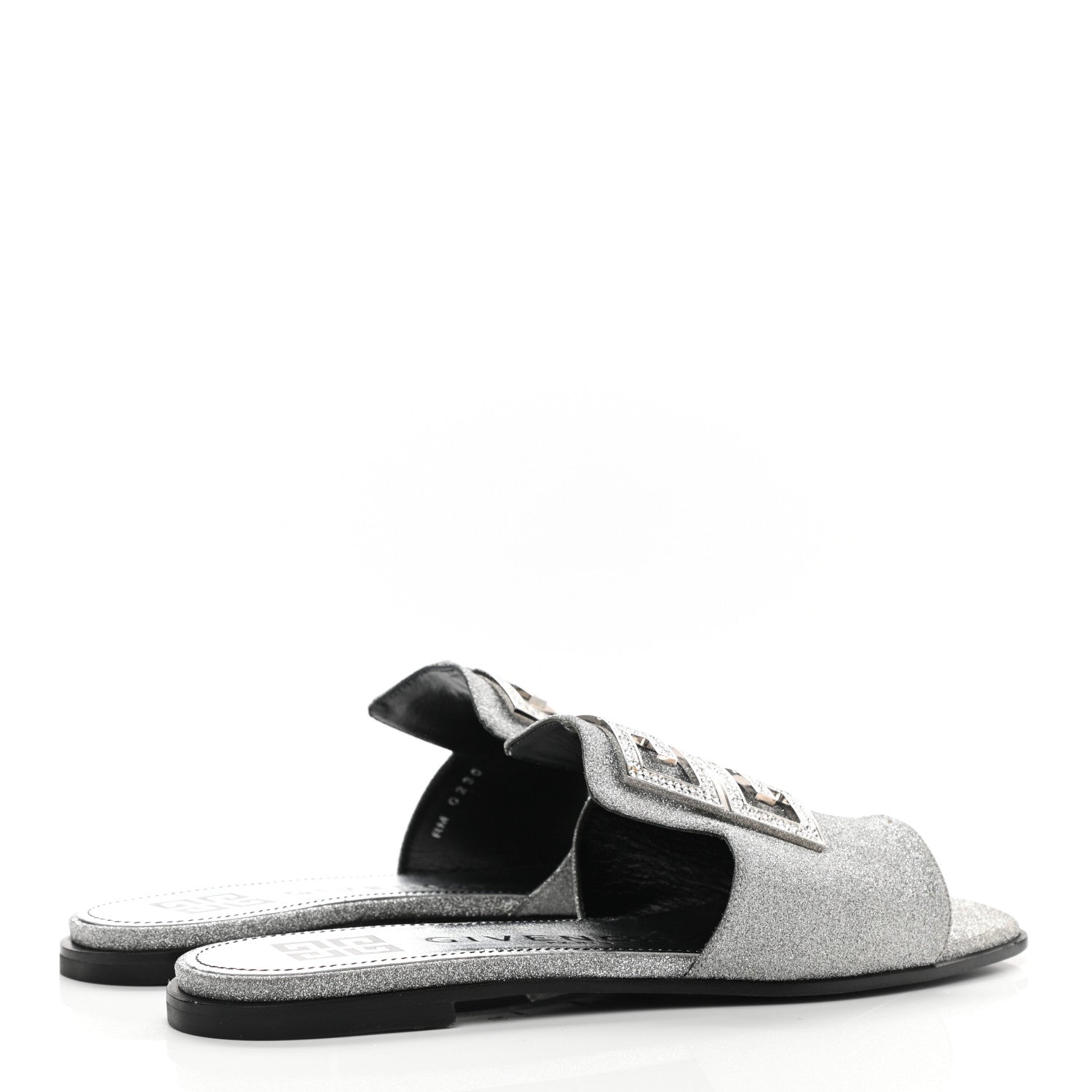 Givenchy Glitter Embellished Calfskin 4G Flat Sandals 36.5 Silver 4 of 10