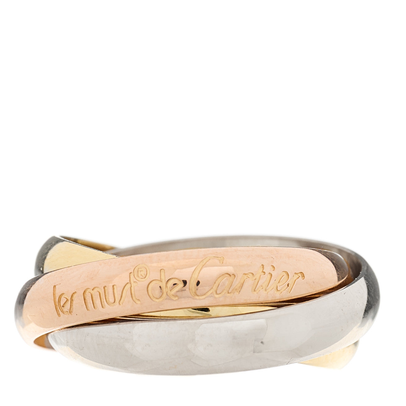 18K Pink Yellow White Gold Classic Les Must De Cartier Trinity Ring 52 6