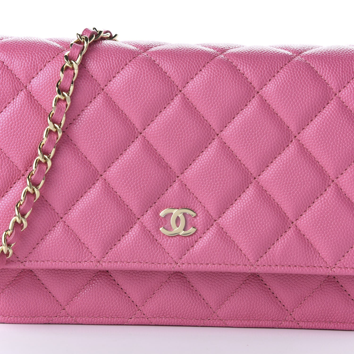 Chanel Caviar Quilted Wallet on Chain WOC Pink 10 of 11