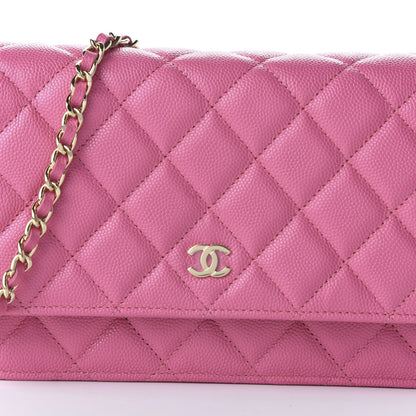 Chanel Caviar Quilted Wallet on Chain WOC Pink 10 of 11
