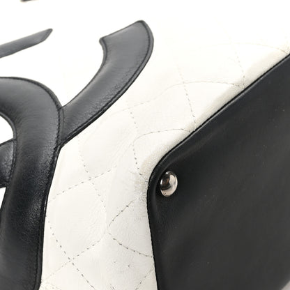 Chanel Calfskin Quilted Medium Cambon Tote White Black 11 of 12