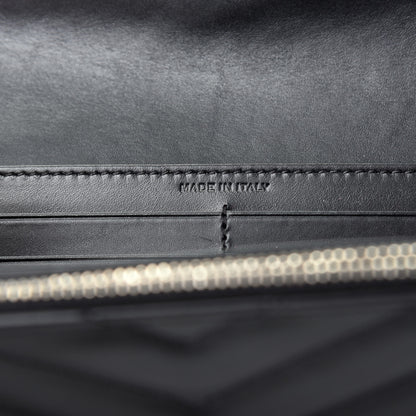 Saint Laurent Calfskin Matelasse Chevron Monogram Flap Wallet Black 7 of 8