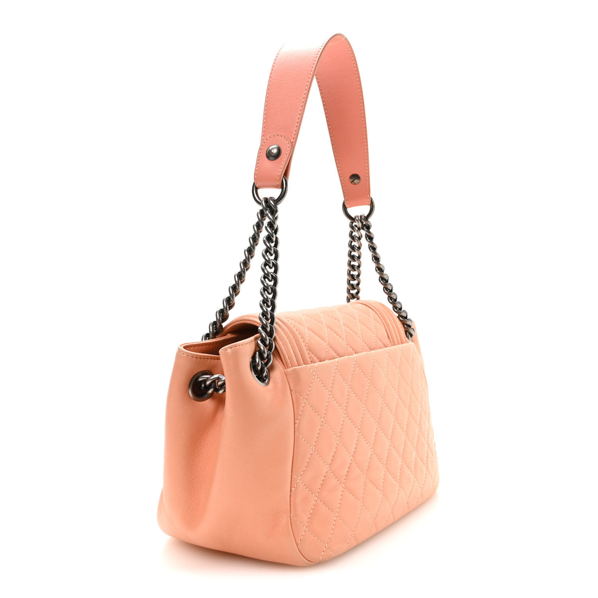 Lambskin Quilted Accordion Boy Flap Orange