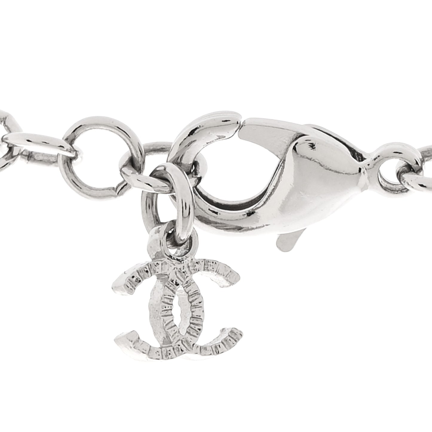 Pearl Metal CC Short Necklace Silver