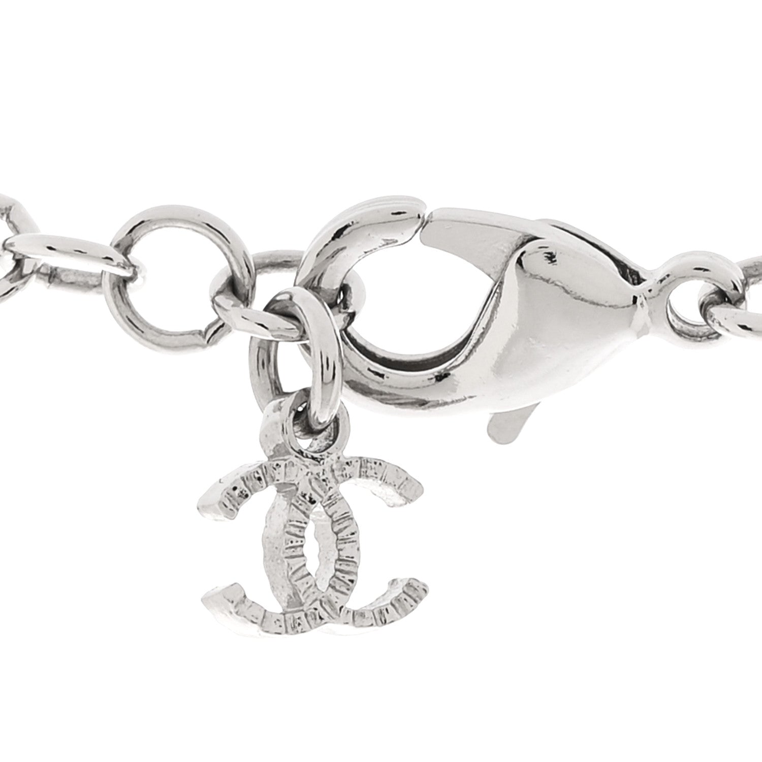 Chanel Pearl Metal CC Short Necklace Silver 5 of 6