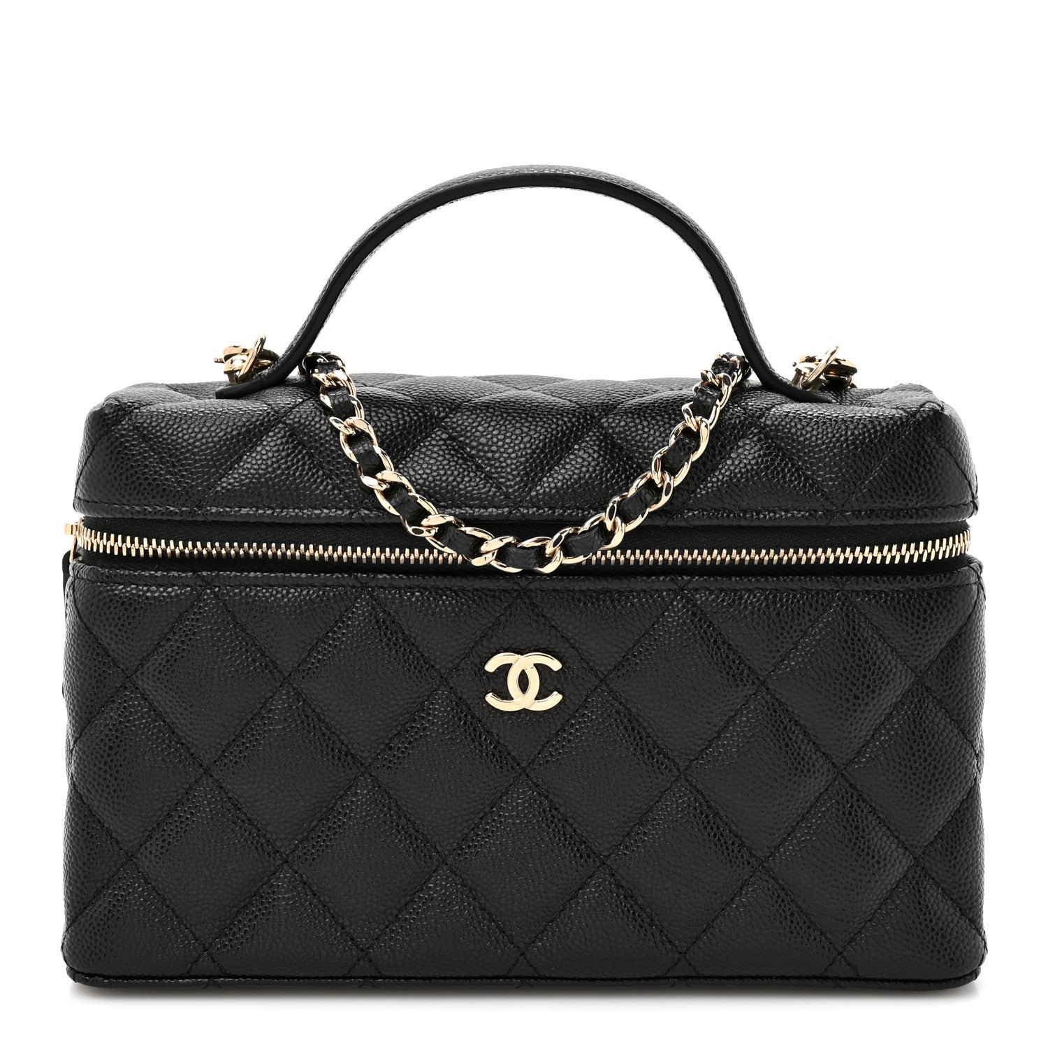 Chanel Caviar Quilted Top Handle Slim Vanity With Chain Black 1 of 10