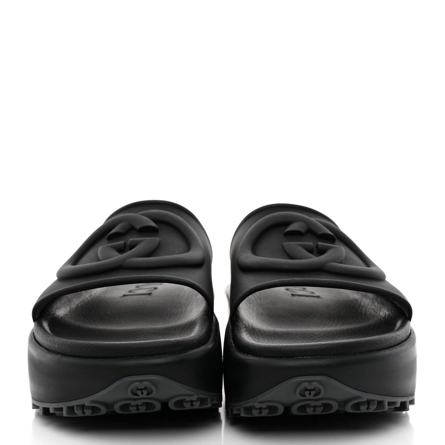 Gucci Soft Rubber Womens Interlocking G Platform 42mm Slide Sandals 41 Black 3 of 10