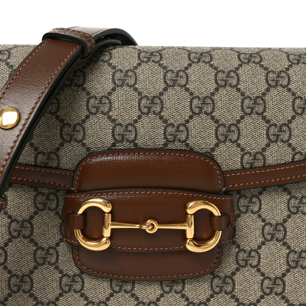 Gucci GG Supreme Monogram Horsebit 1955 Shoulder Bag Beige Brown Sugar 8 of 13