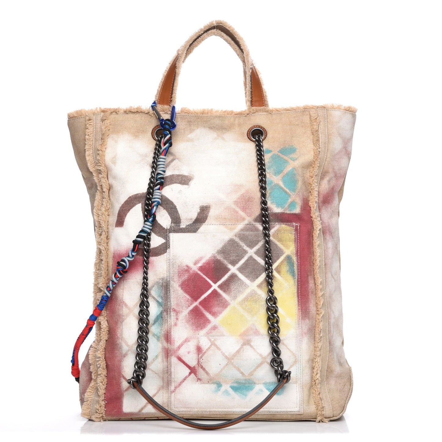 Canvas Large Graffiti Tote Beige