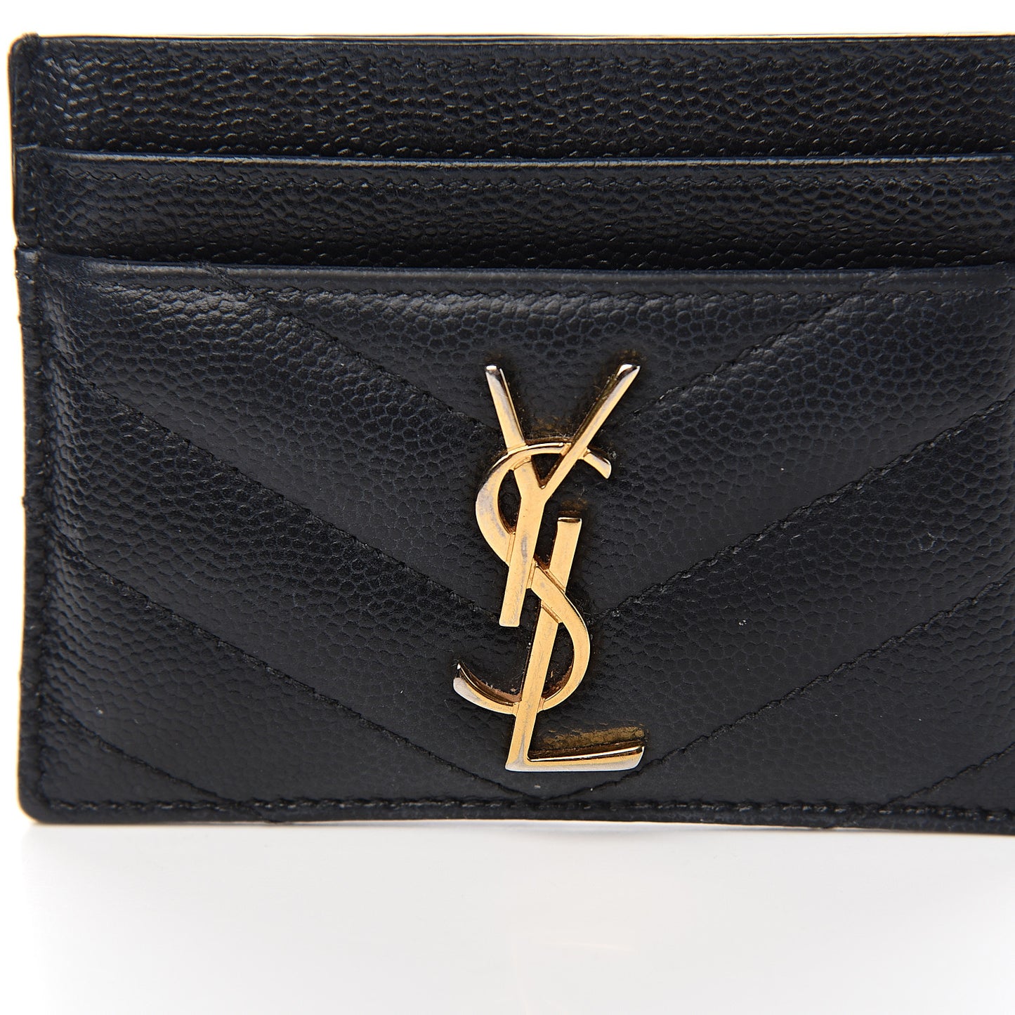 Grain De Poudre Matelasse Chevron Monogram Credit Card Case Black