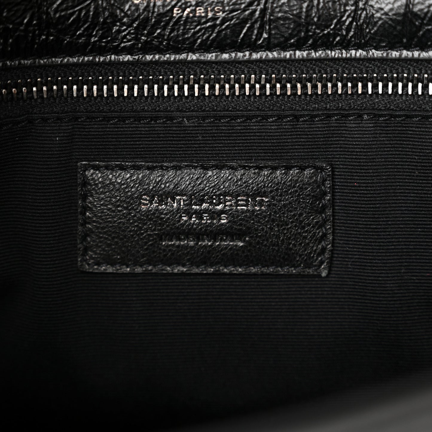 Crinkled Calfskin Matelasse Monogram Medium Niki Chain Satchel Black
