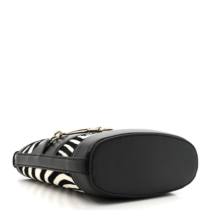 Gucci Calf Hair Calfskin Zebra Print Gucci 73 Mini Bucket Bag Black White 4 of 10