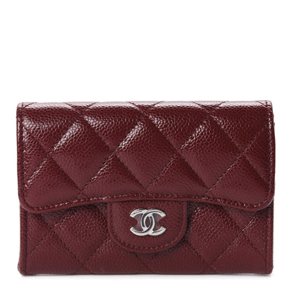 Chanel Caviar Quilted Flap Card Holder Wallet Dark Red 1 of 9