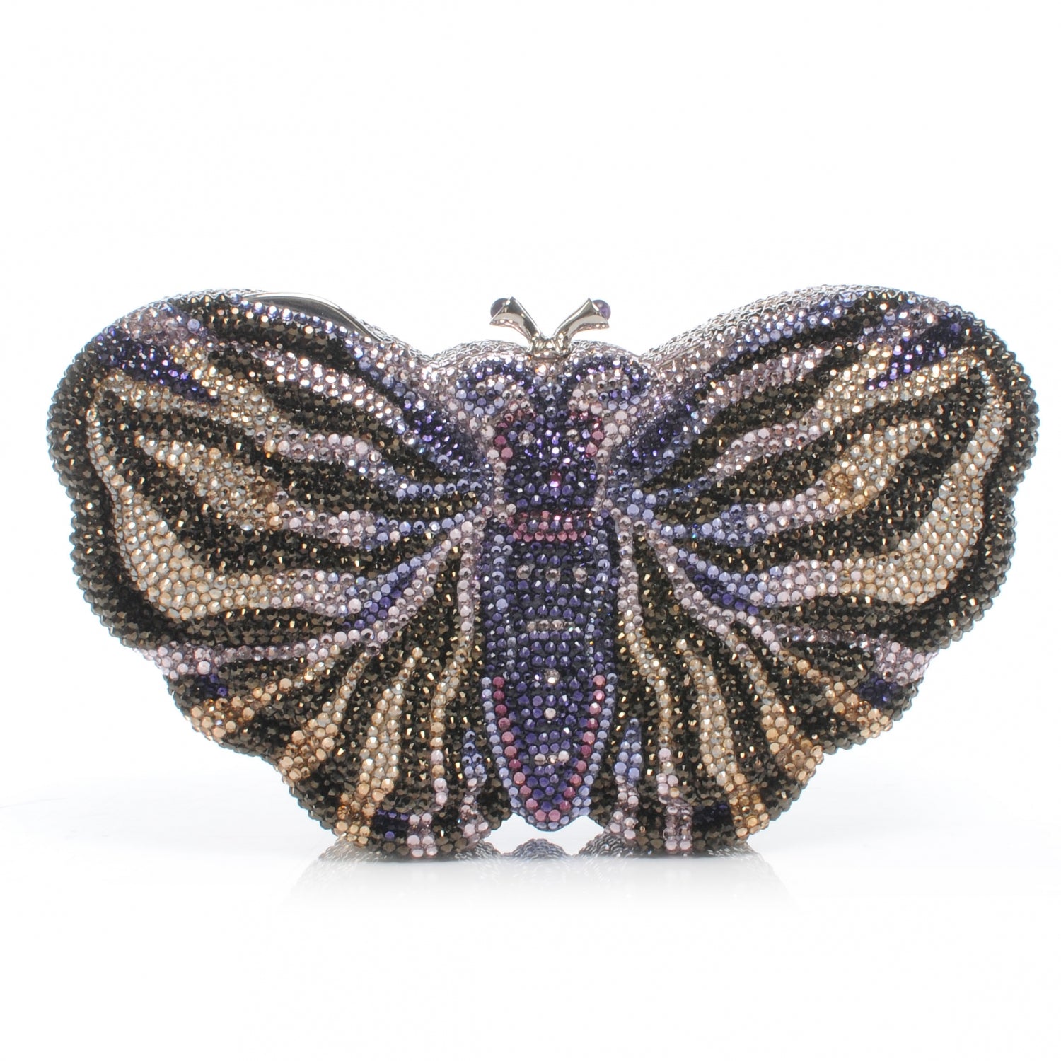 Judith Leiber Austrian Crystal Butterfly Minaudiere Clutch Silver 1 of 6