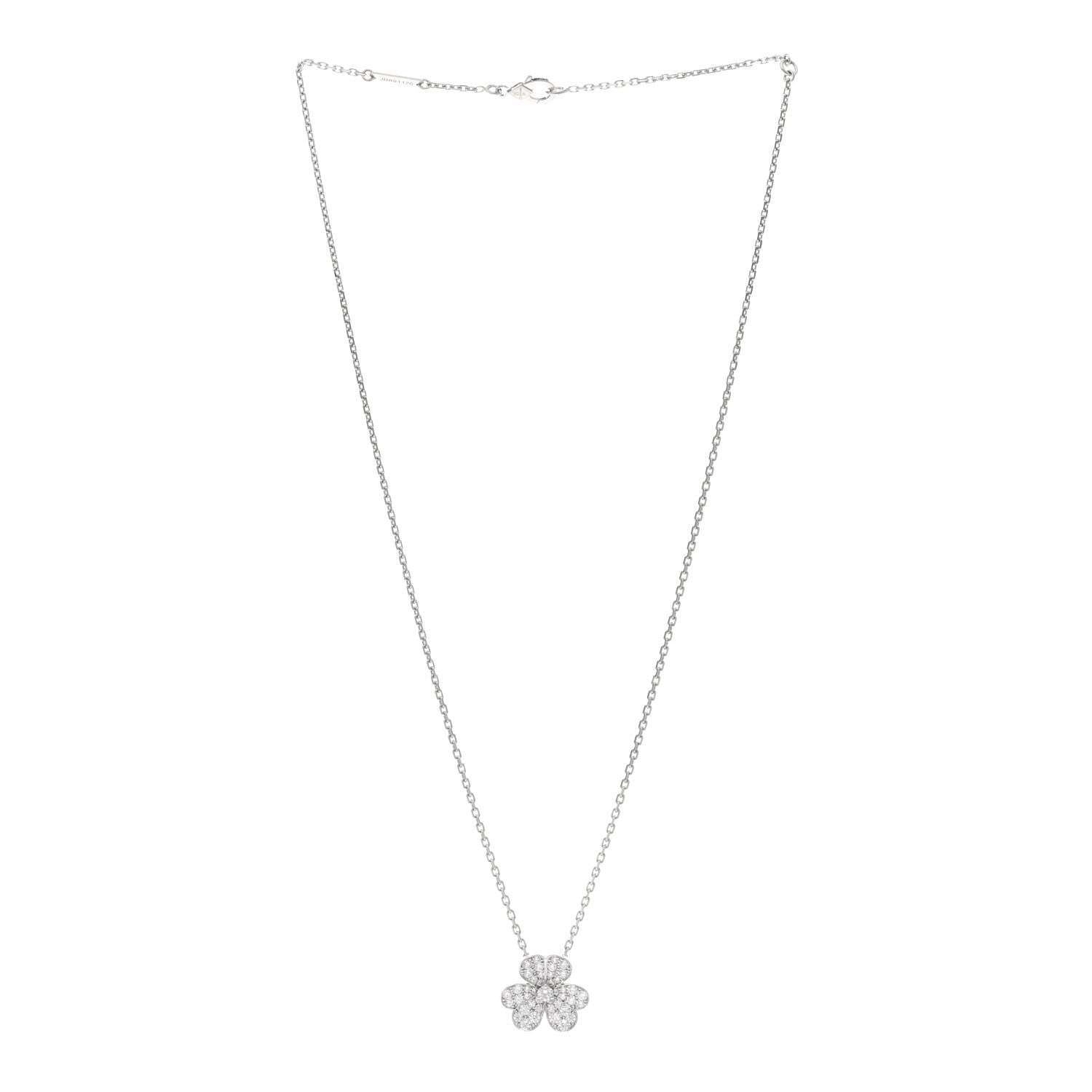 Van Cleef & Arpels 18K White Gold Diamond Small Frivole Pendant Necklace 3 of 5