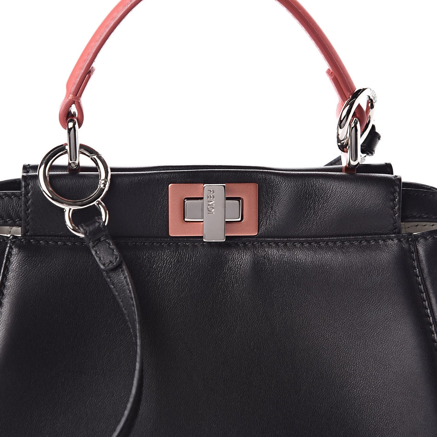 Nappa Colorblock Mini Peekaboo Iconic Satchel Black White Ecstasy