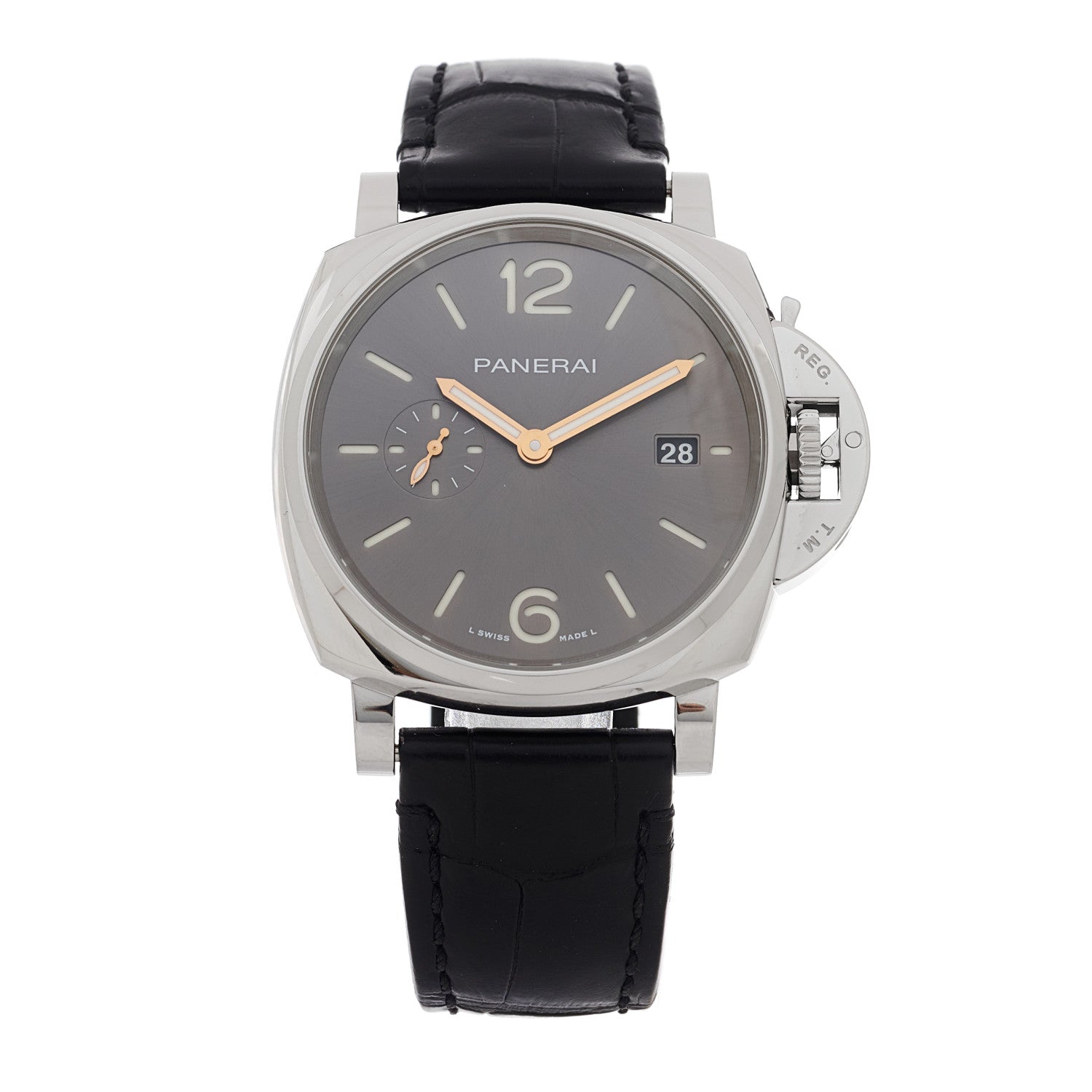 Panerai Stainless Steel Alligator 42mm Luminor Due Automatic Watch Grey PAM01250 1 of 4