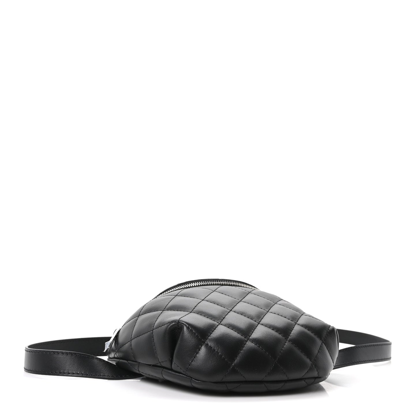 Lambskin Quilted Waist Belt Bag Black